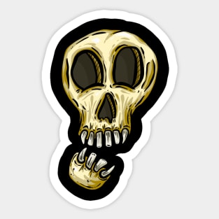 Spooky Halloween Skull Cartoon Illustration Lonely Boy Sticker